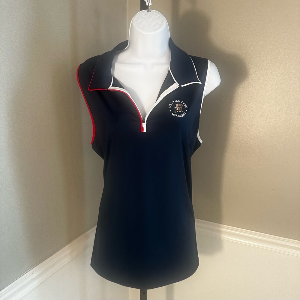 125th US Open Oakmont Womens Walter Hagen Sleeveless Polo XXL Navy MSRP $55‎